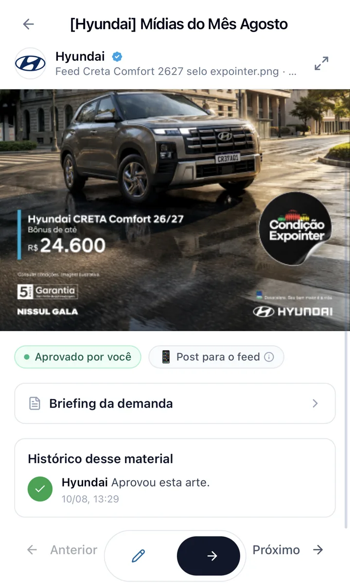 Aprovação de conteúdo